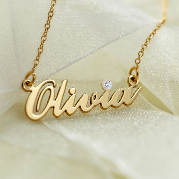 Carrie Style Personalised Name Necklace With Diamond