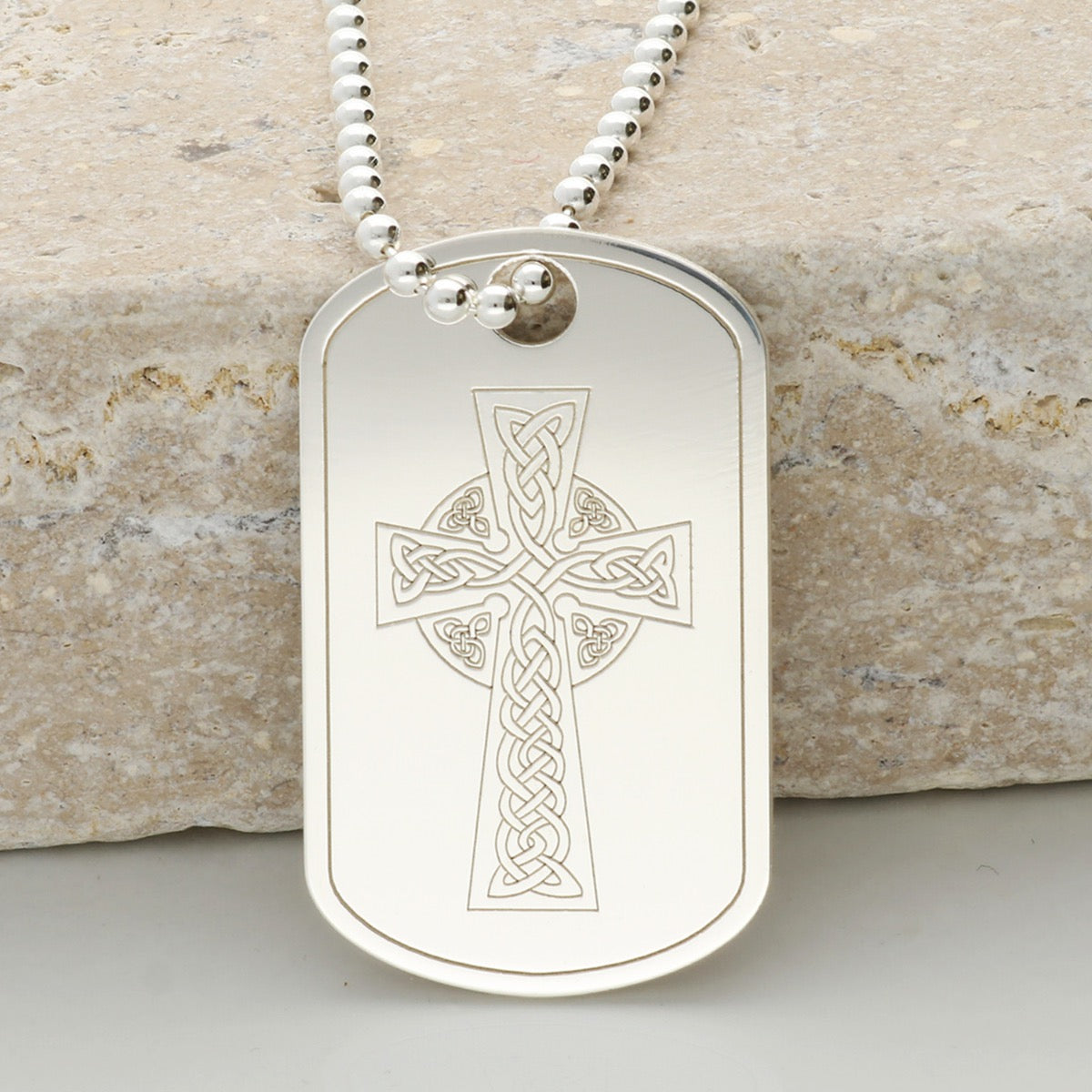 Sterling Silver Large Celtic Cross Dog Tag