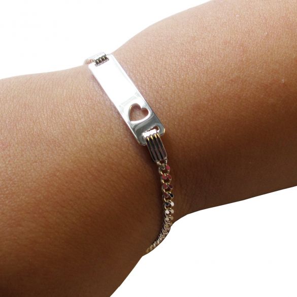 Sterling Silver Baby and Children's Heart ID Bracelet With Optional Engraving