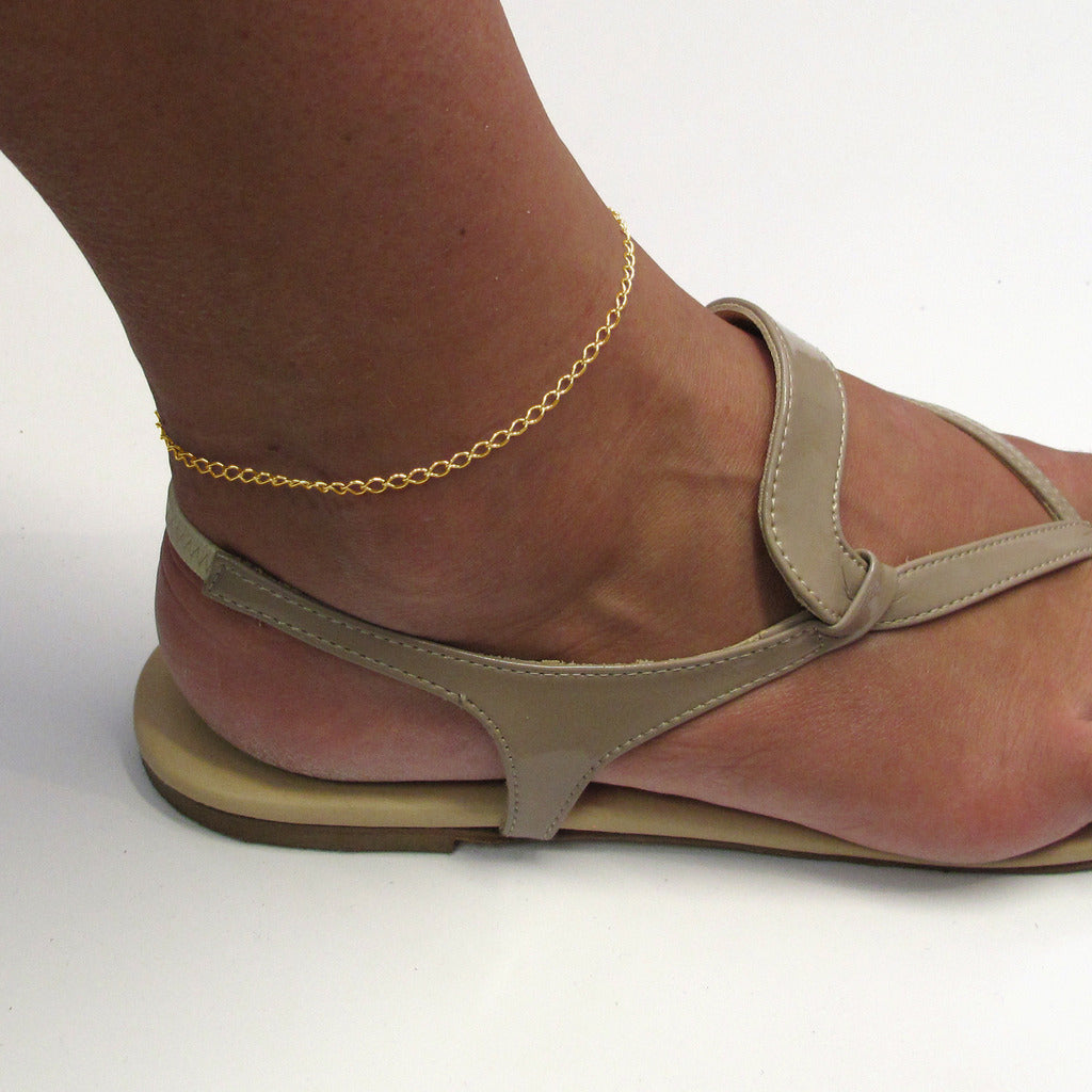 9ct Yellow Gold Vermeil Curb Link Anklet