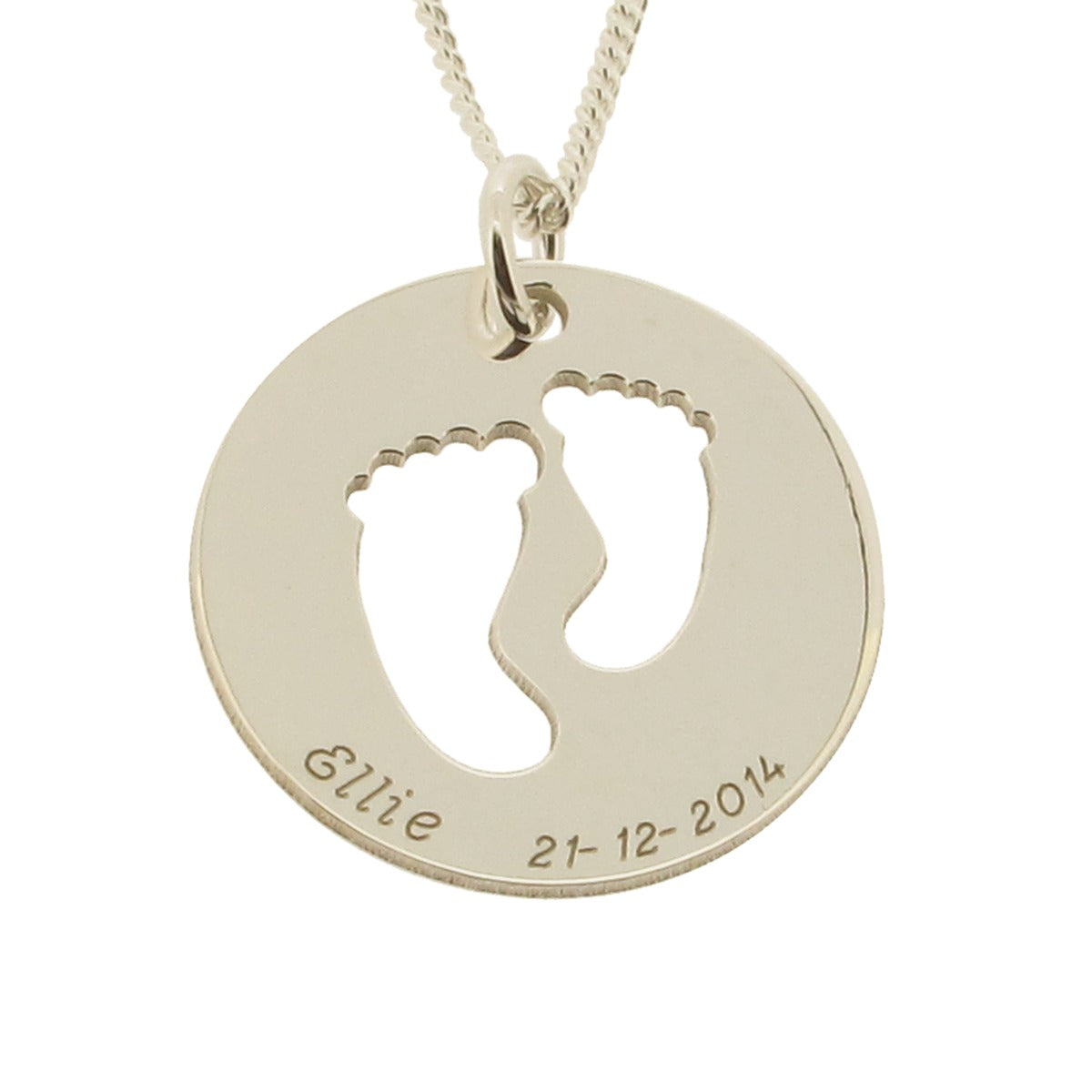 Sterling Silver Engraved Cut Out Footprint Mummy Pendant