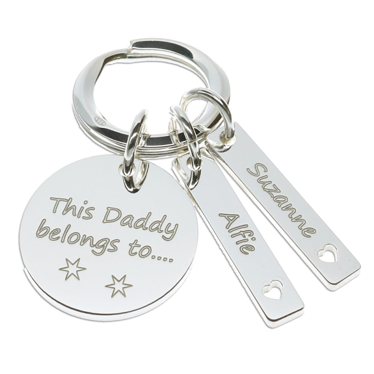 Sterling Silver Daddy Keyring With Personalised Tags