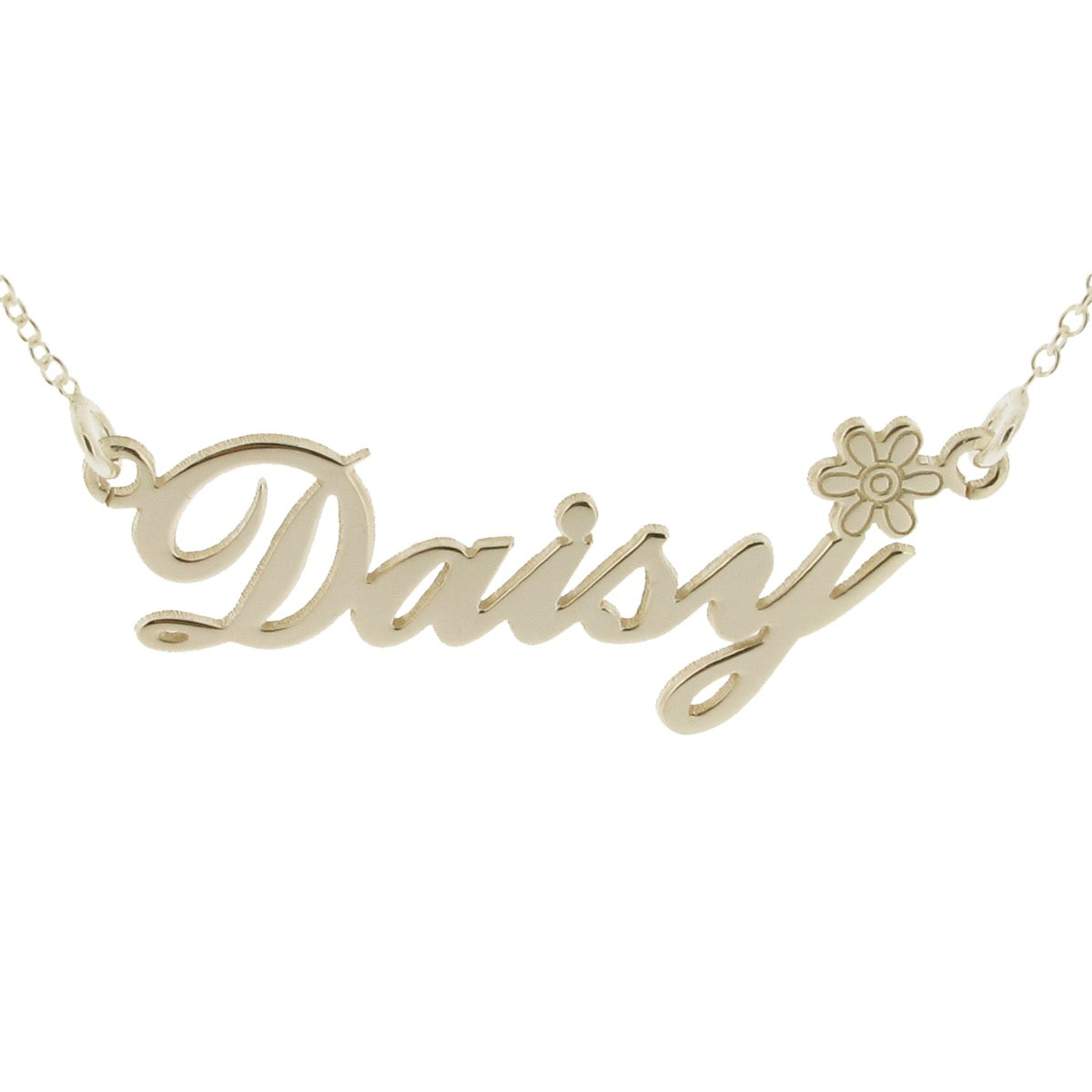 Sterling Silver Carrie Style Personalised Name Necklace with Daisy