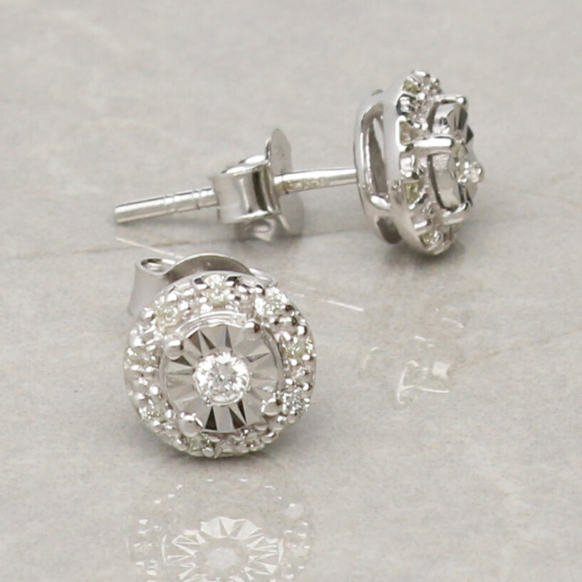 9ct White Gold 0.13ct Diamond Stud Earrings