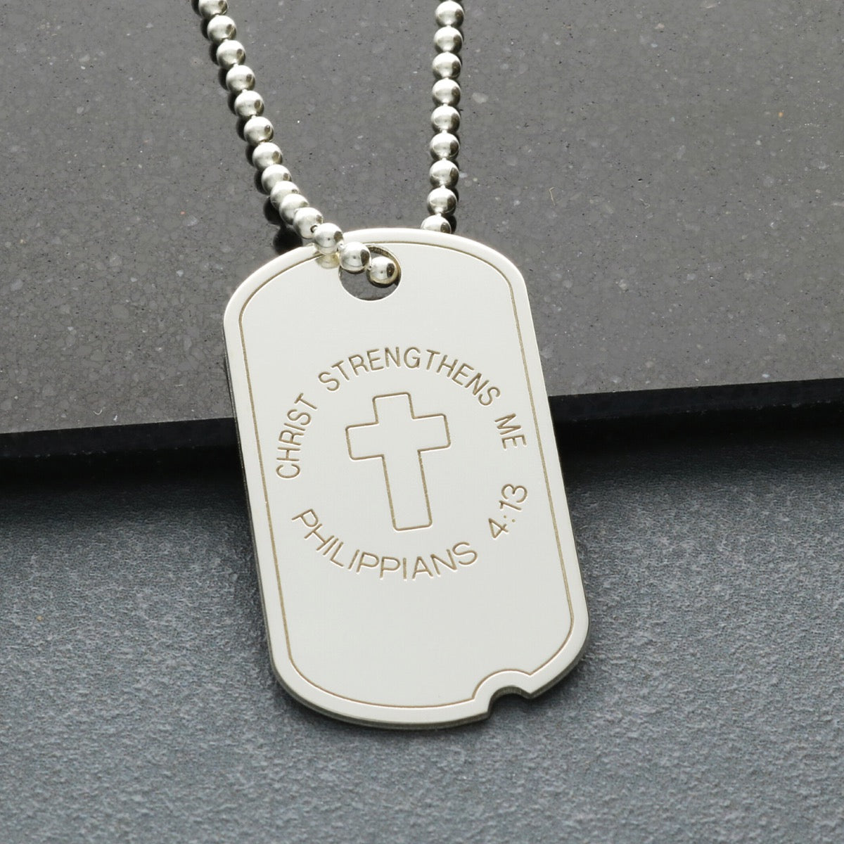 Sterling Silver Dog Tag With Cross With Optional Engraving & Chain