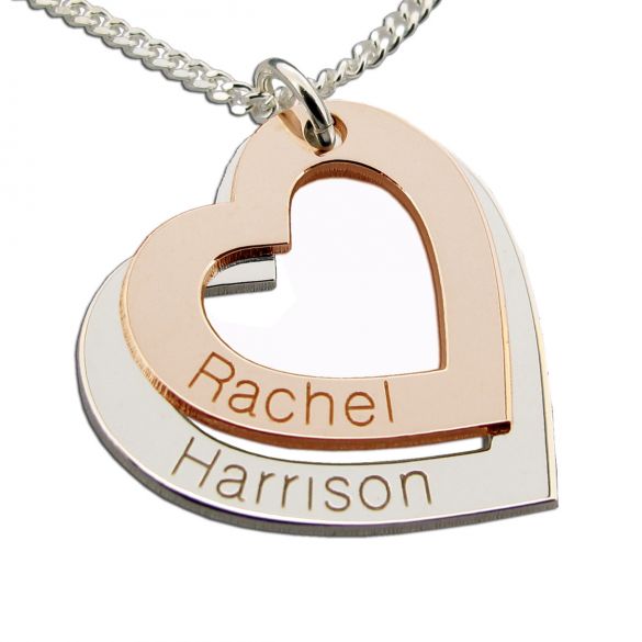 9ct Gold Vermeil Personalised Hearts Necklace