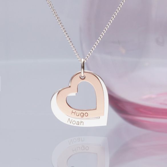 9ct Gold Vermeil Personalised Hearts Necklace