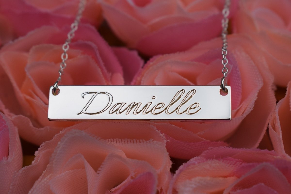 Sterling Silver Name Bar Tag Pendant - Love Silver Jewellery
