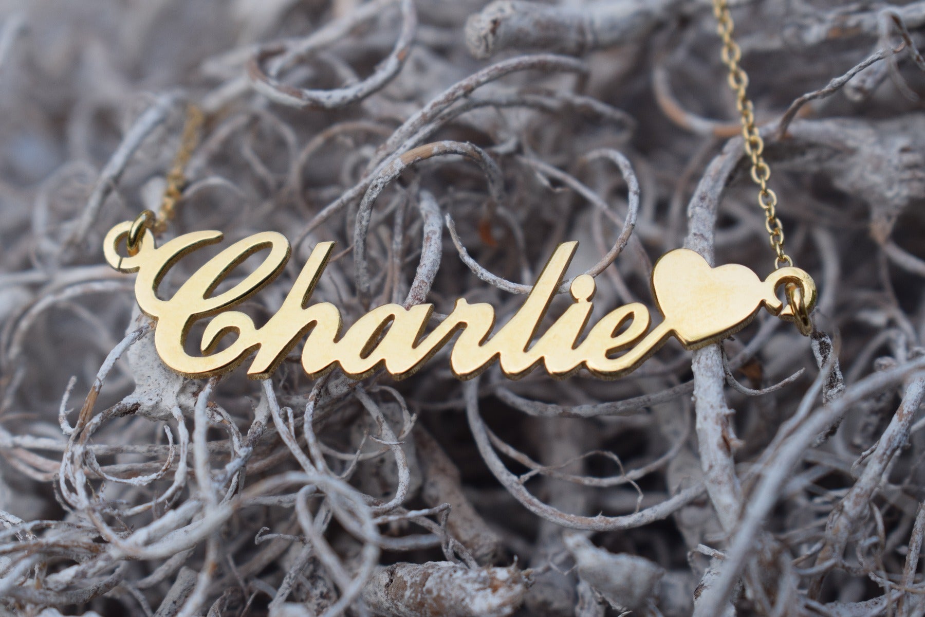 9ct Yellow Gold Vermeil Carrie Style Personalised Name Necklace with Heart