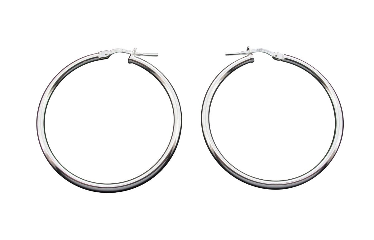 Sterling Silver 2mm Hoop Sleeper Earrings - Love Silver Jewellery
