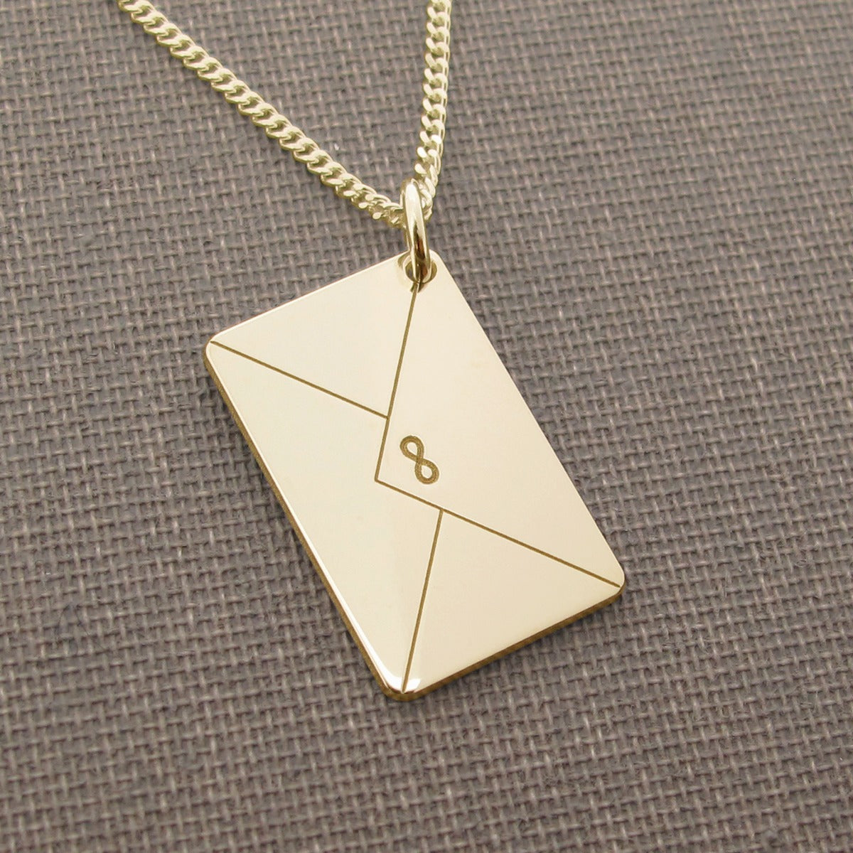 9ct Yellow Gold Vermeil Engraved Envelope Pendant