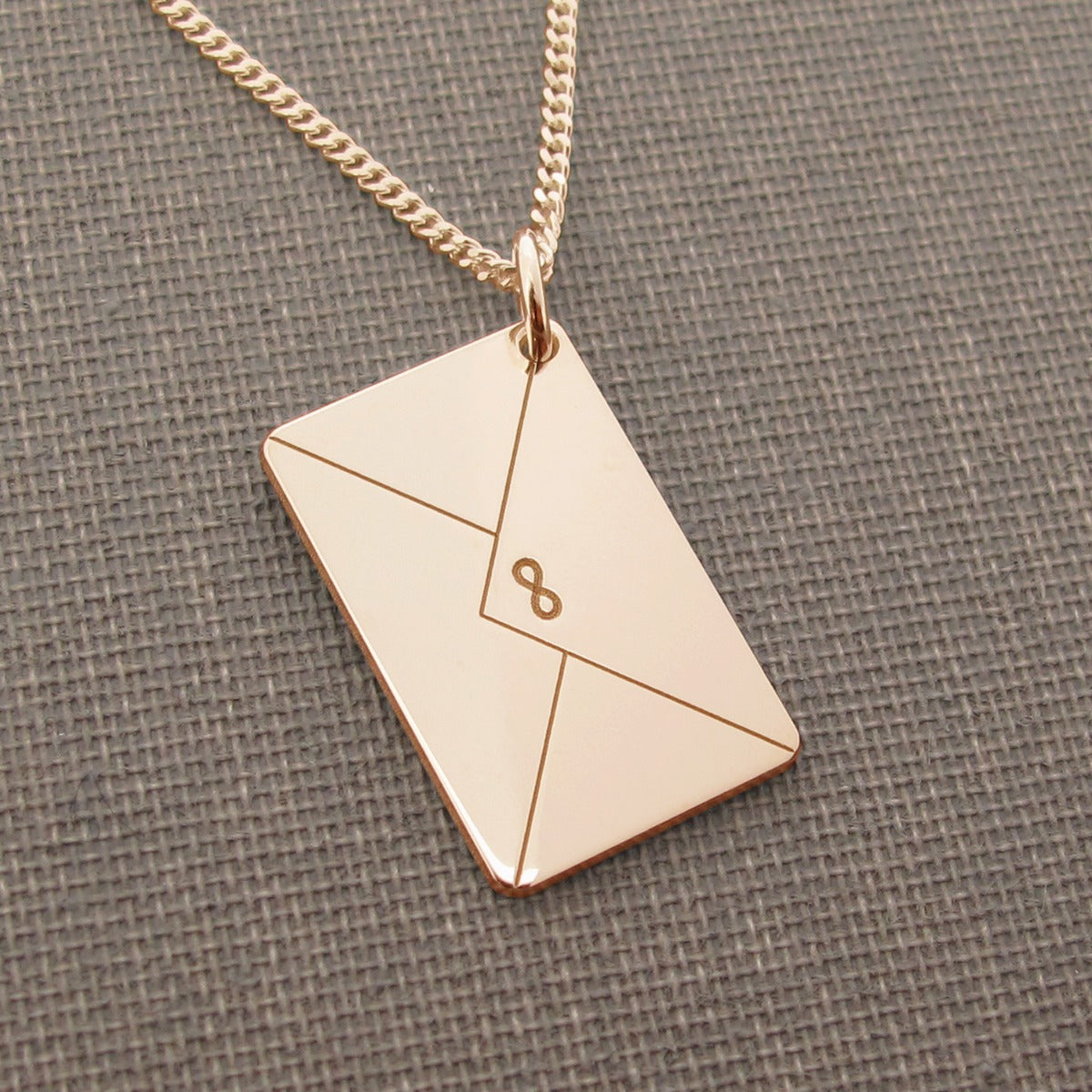 9ct Rose Gold Vermeil Engraved Envelope Pendant