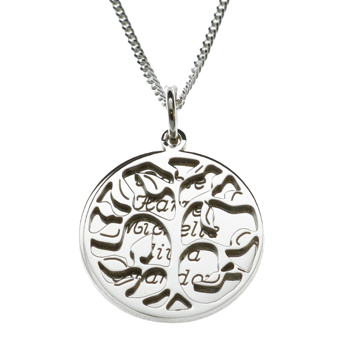 Sterling Silver Filigree Tree Of Life With Personalised Disc & Chain