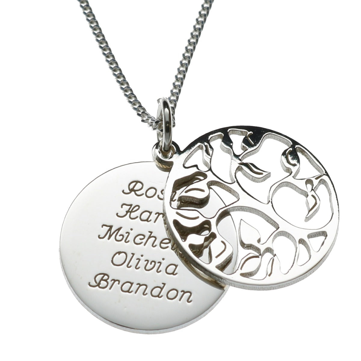 Sterling Silver Filigree Tree Of Life With Personalised Disc & Chain
