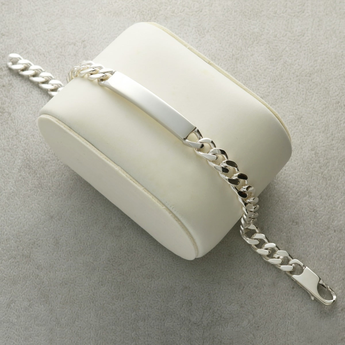 Sterling Silver Deep Curb ID Bracelet For Men With Optional Engraving