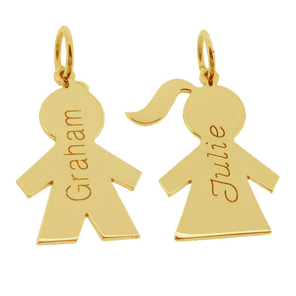 9ct Yellow Gold Vermeil Boy Or Girl Pendant With Name & Optional Chain