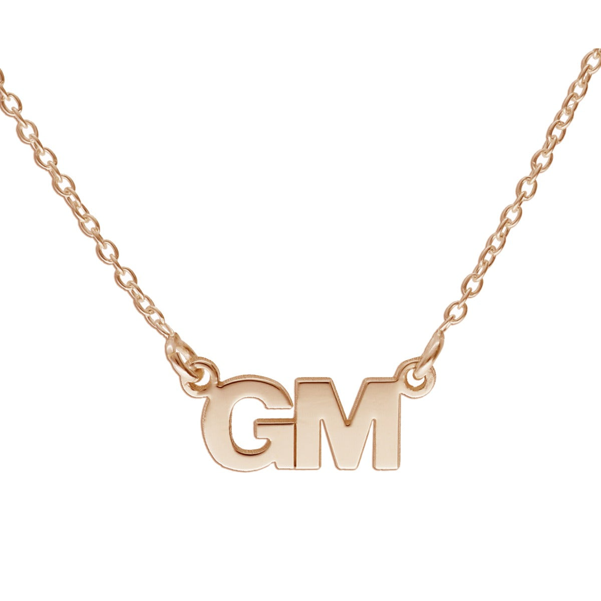 9ct Solid Rose Gold Block Style Double Initial Pendant