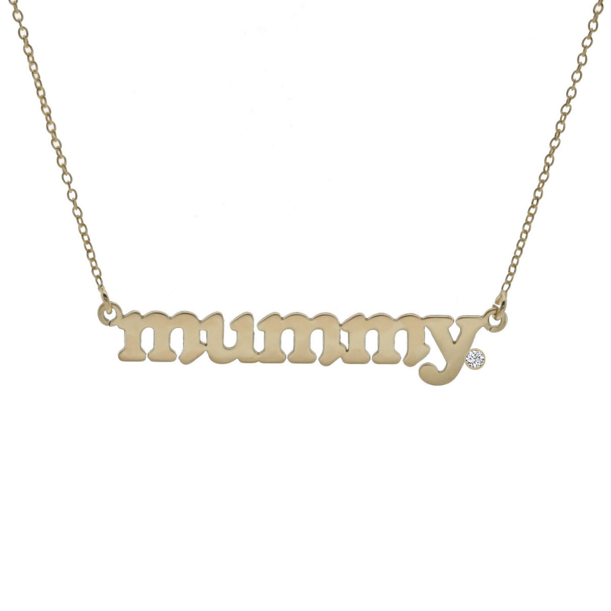 Gold Vermeil mummy Necklace with diamond or crystal