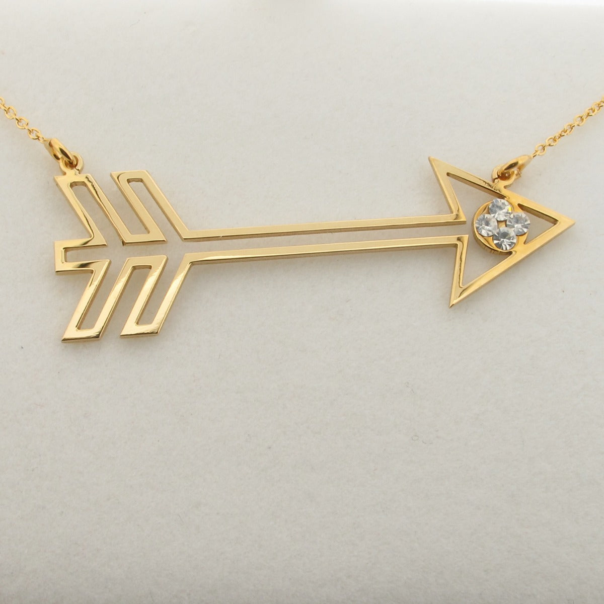 9ct Yellow Gold Vermeil Arrow Pendant With Crystal