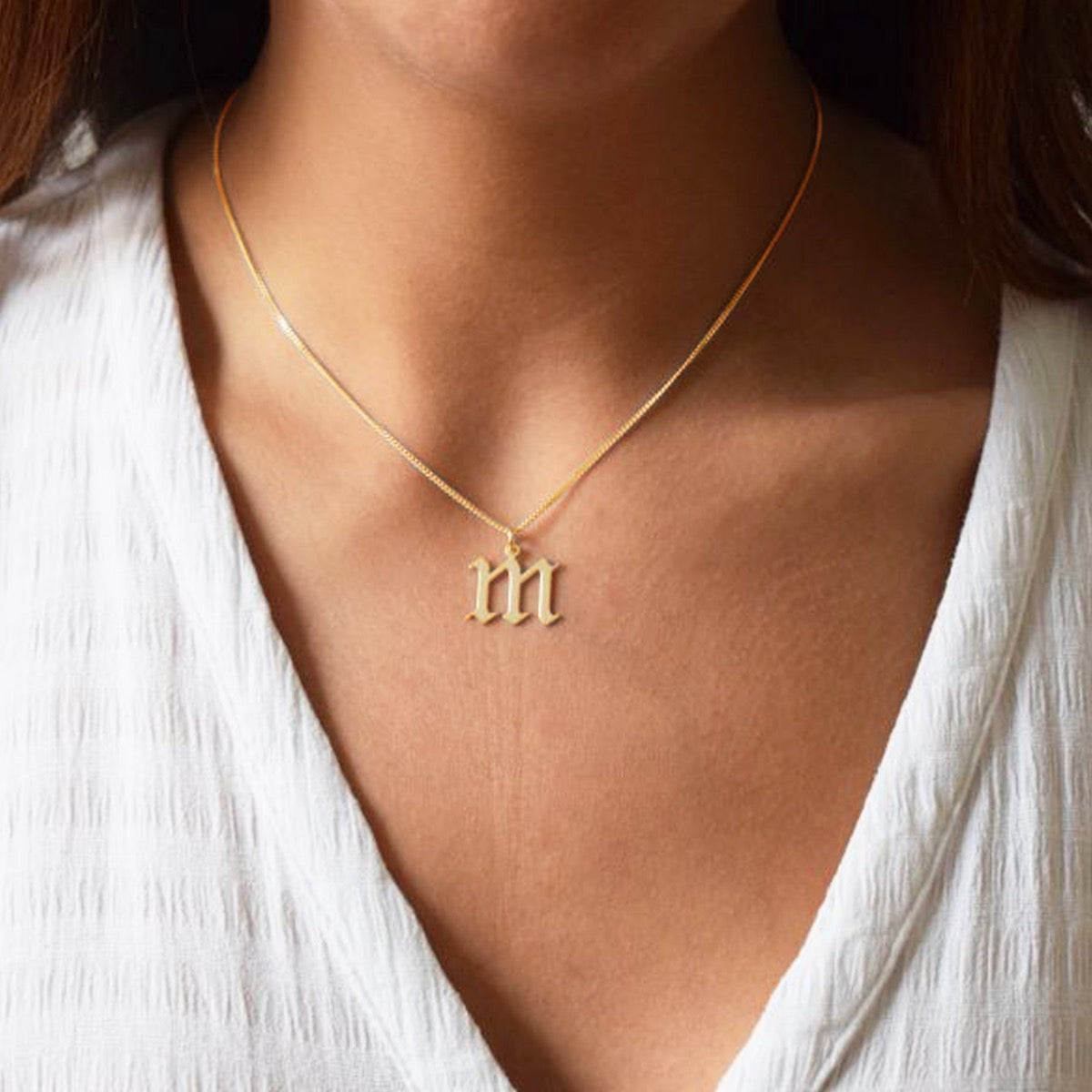 9ct Yellow Gold Gothic Initial & Optional Chain
