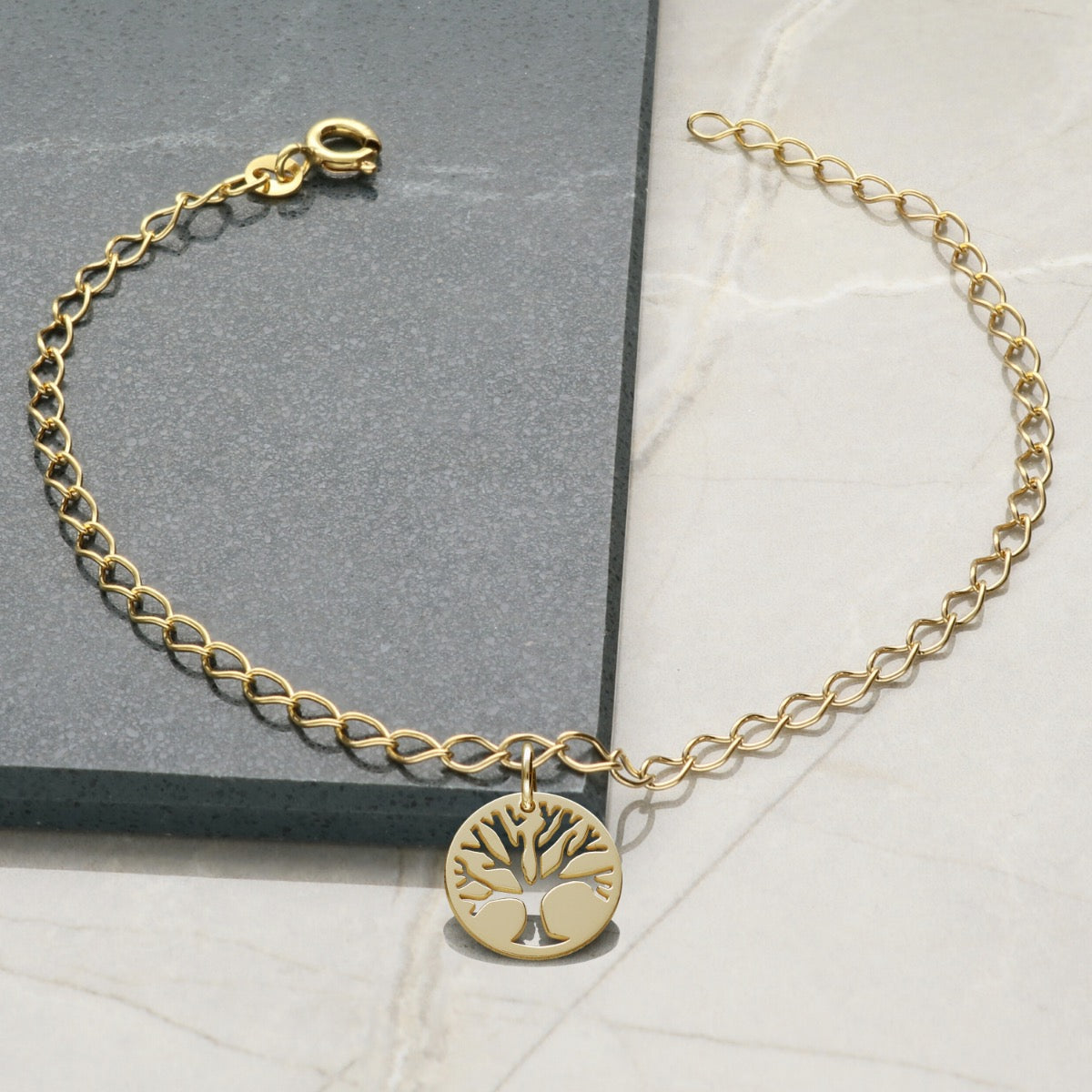 9ct Yellow Gold Vermeil Curb Anklet With Your Choice of Charm
