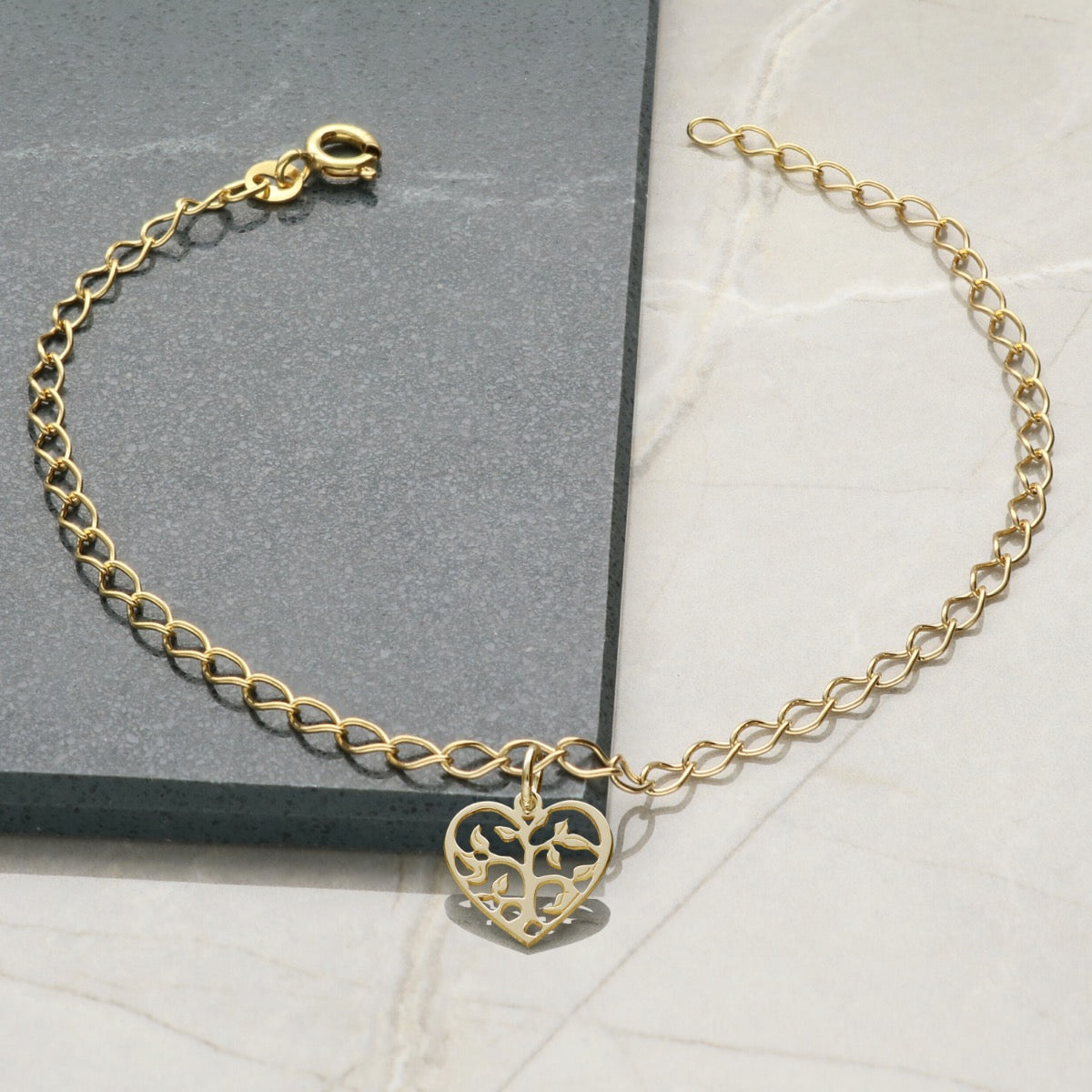 9ct Yellow Gold Vermeil Curb Anklet With Your Choice of Charm