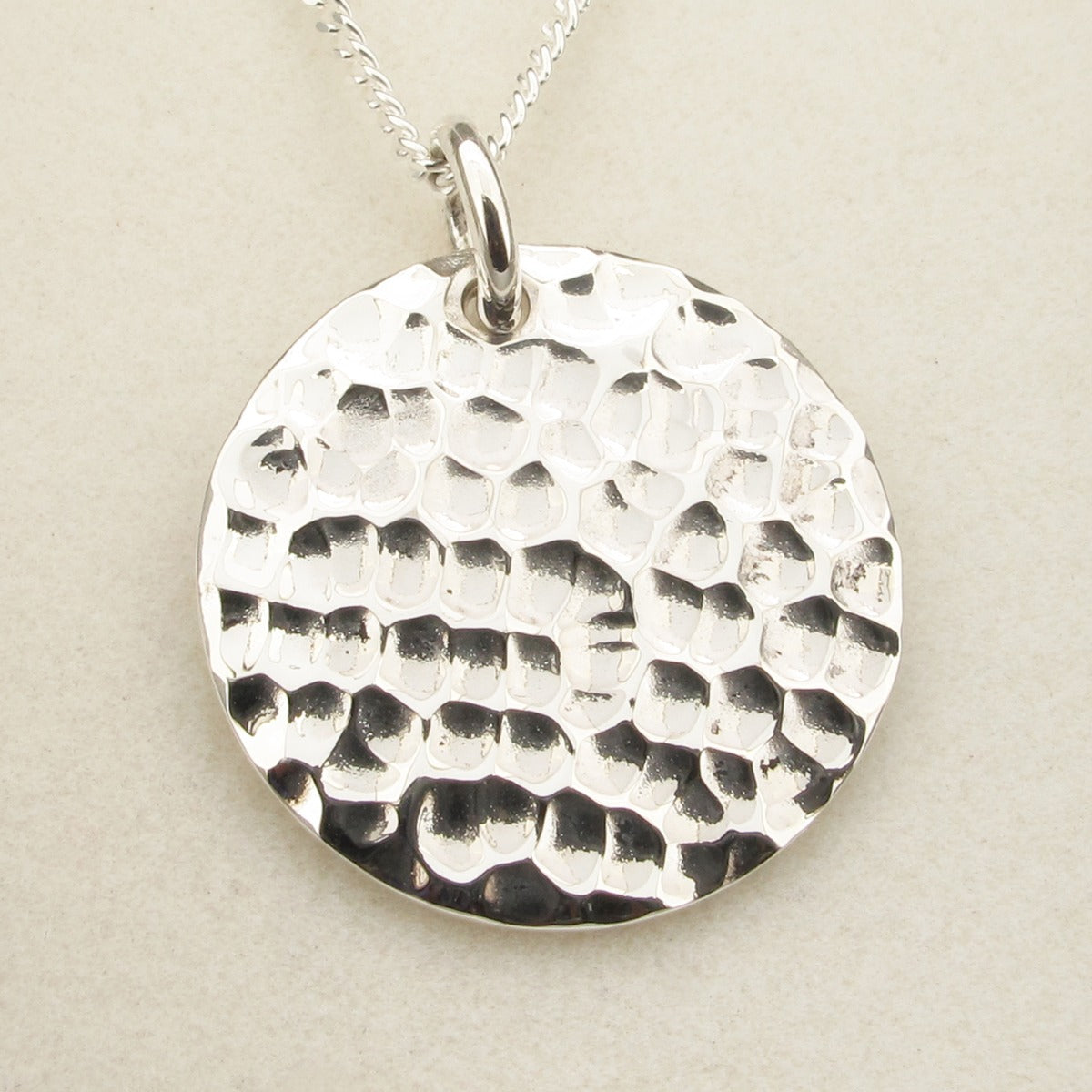 Sterling Silver Hammered Pendant With Optional Engraving & Chain