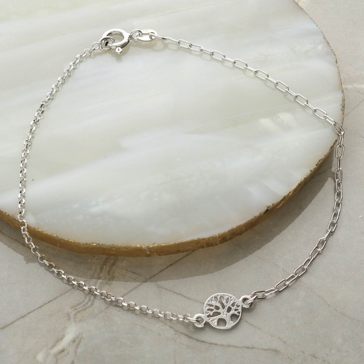 Sterling Silver Tree Of Life Anklet
