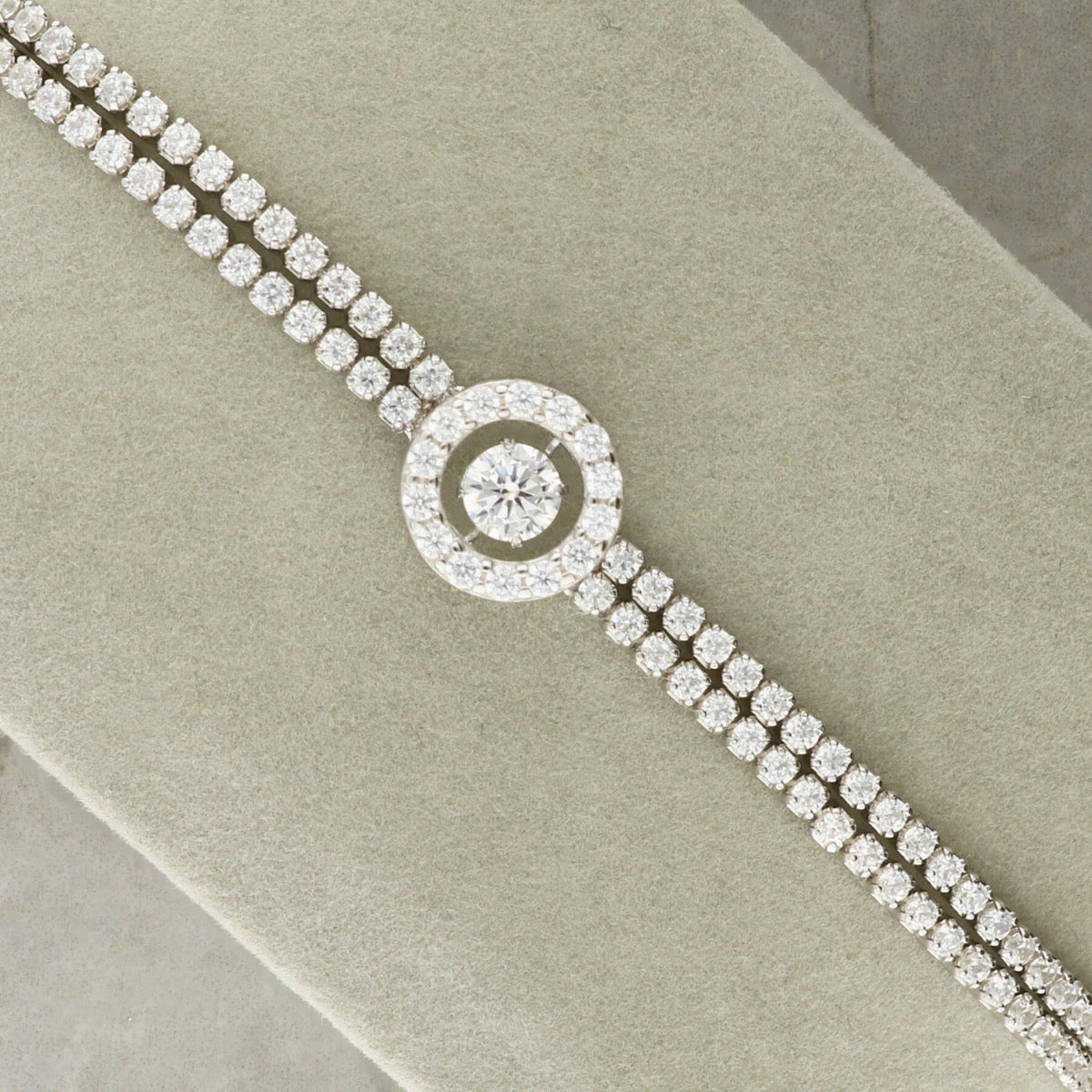 Sterling Silver and CZ Halo Double Strand Bracelet