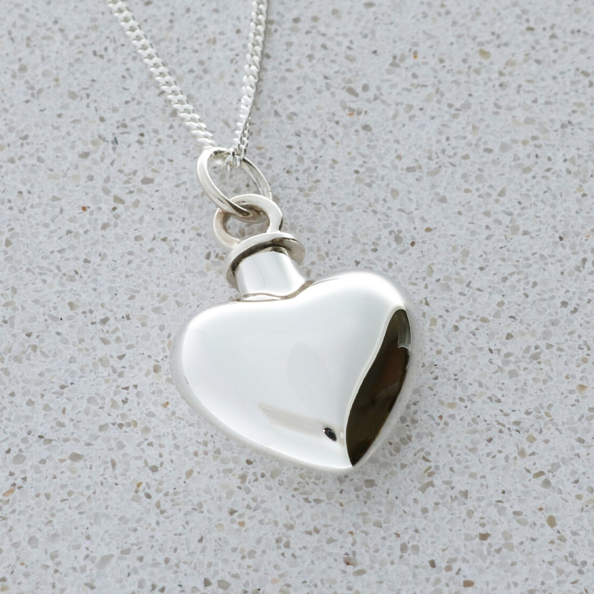 Sterling Silver Heart Urn Cremation Ashes Pendant With Optional Engraving & Chain