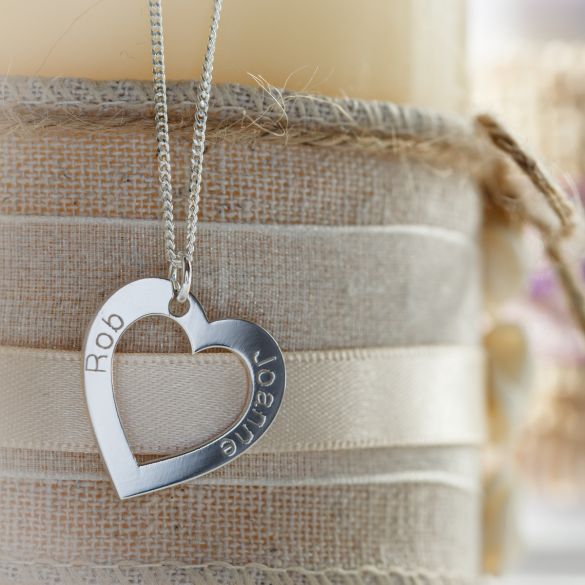 9ct White Gold Personalised Heart Pendant With Optional Chain