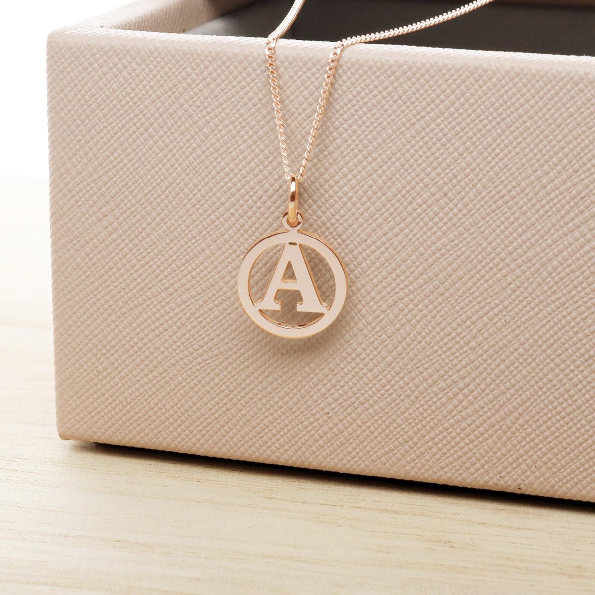9ct Rose Gold Vermeil Round Initial Disc Pendant