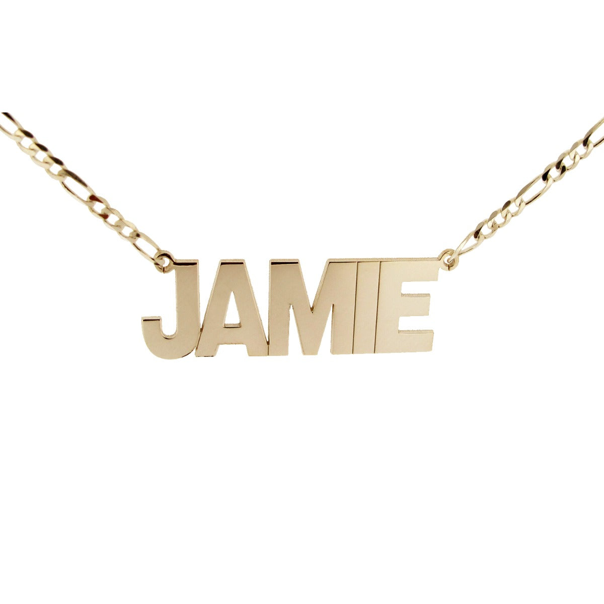 9ct Yellow Gold Vermeil Mens Block Style Extra Large Personalised Name Necklace