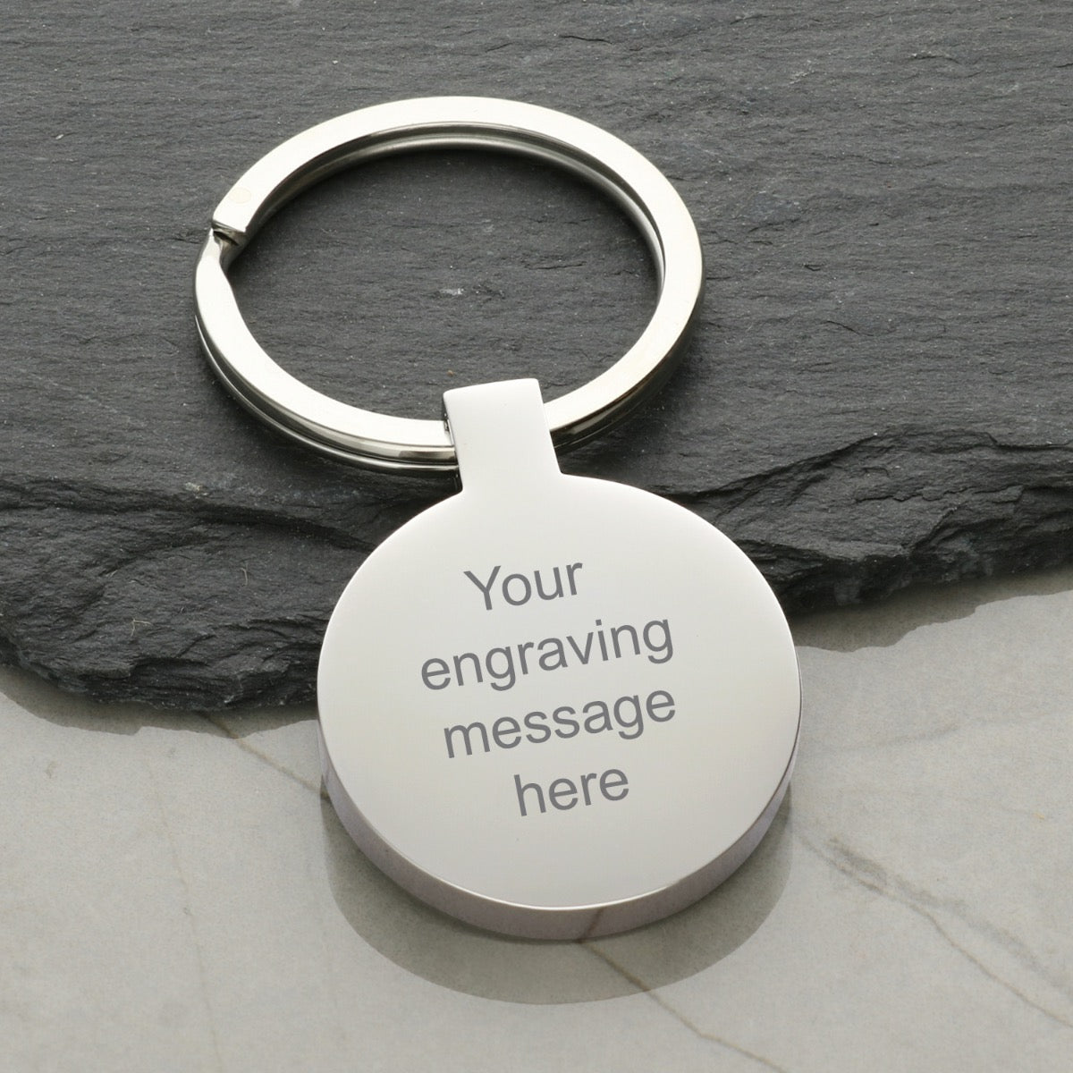 Mirror Polished Round Medic Aware Keyring With Engraving
