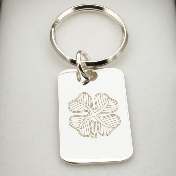 Sterling Silver Four Leaf Clover Keyring With Optional Engraving