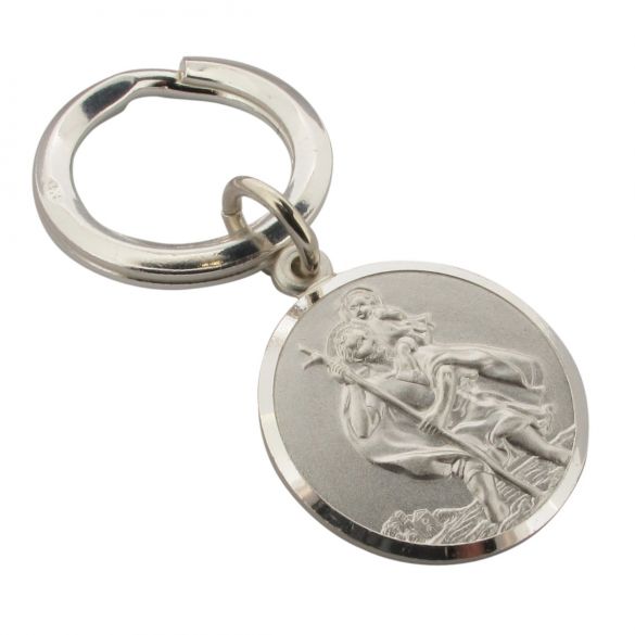 Sterling Silver 24mm St Christopher Keyring With Optional Engraving