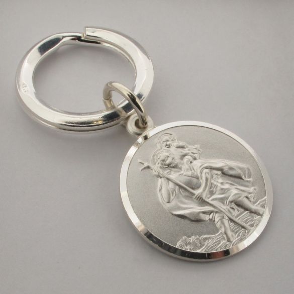 Sterling Silver 24mm St Christopher Keyring With Optional Engraving