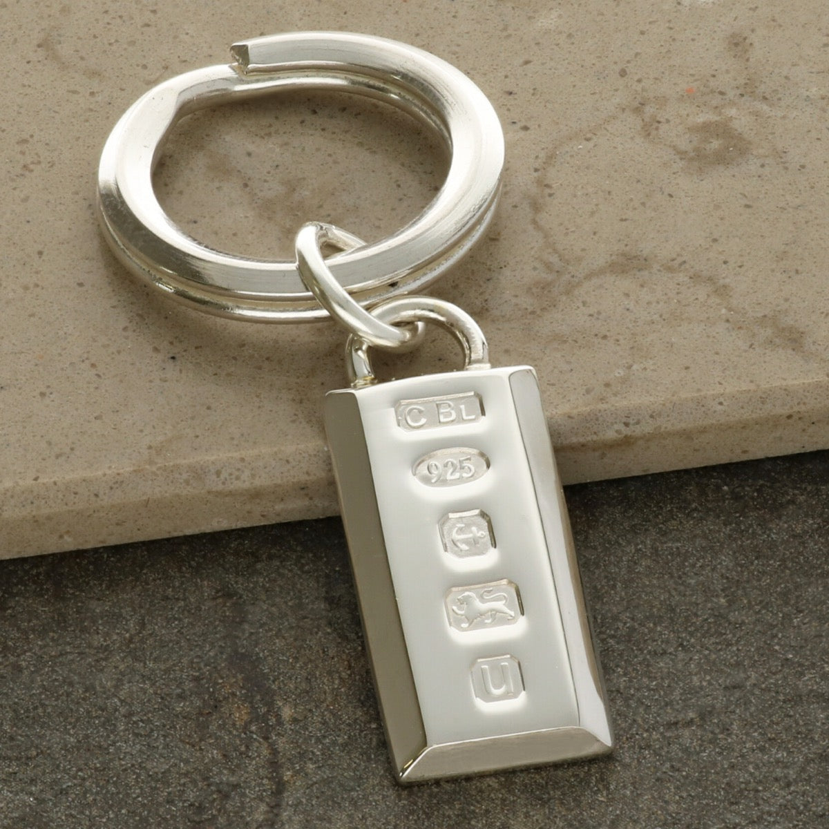 Sterling Silver Heavy Hallmarked Ingot Keyring With Optional Engraving