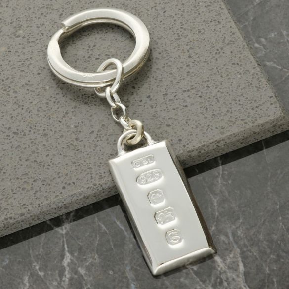Ingot Keyring With Optional Engraving in Hallmarked 925 Sterling Silver