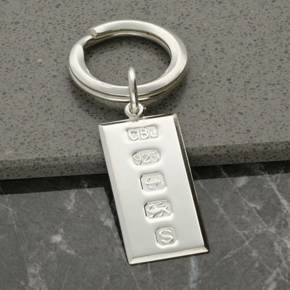 Sterling Silver Large Hallmarked Ingot Keyring With Optional Engraving