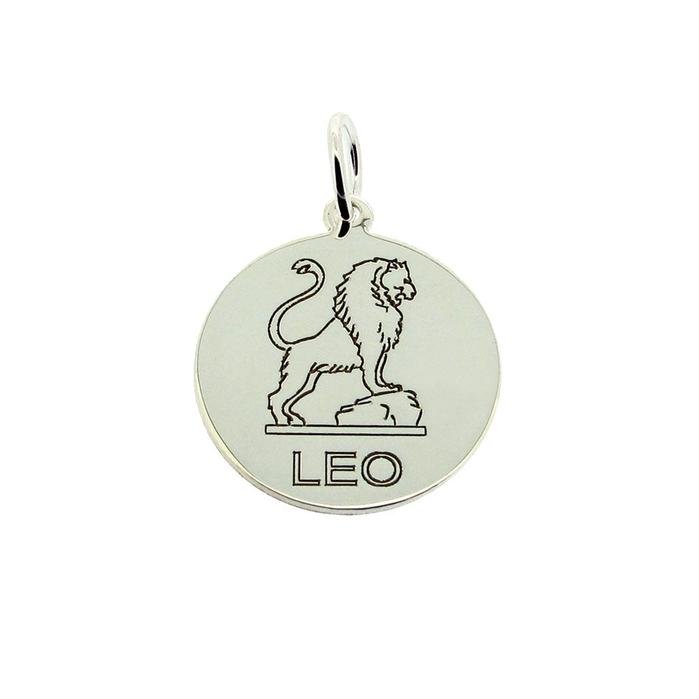 Sterling Silver 20mm Round Zodiac Pendant Necklace With Optional Engraving