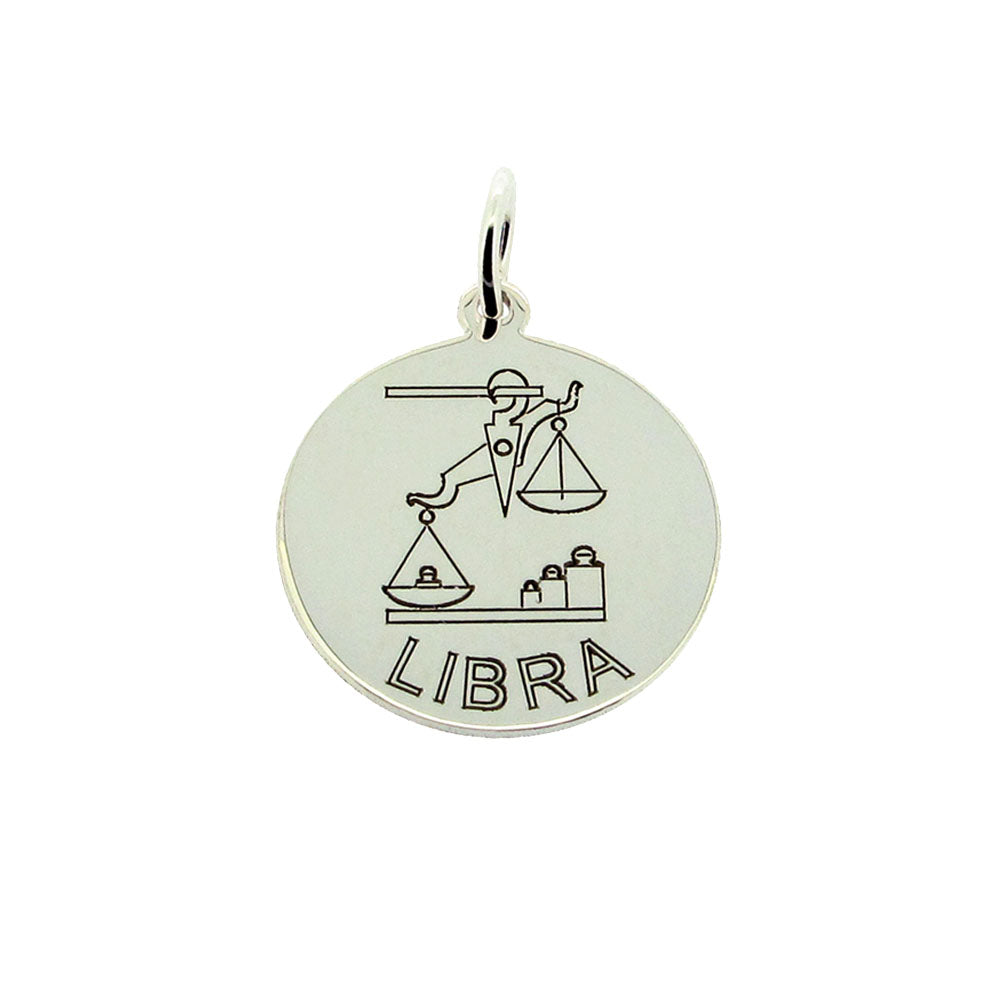 Sterling Silver 20mm Round Zodiac Pendant Necklace With Optional Engraving