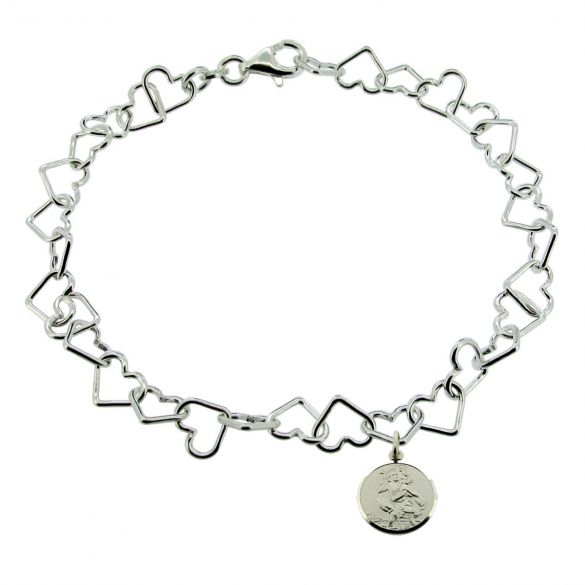 Sterling Silver Charm Bracelet With St Christopher Charm & Optional Engraving