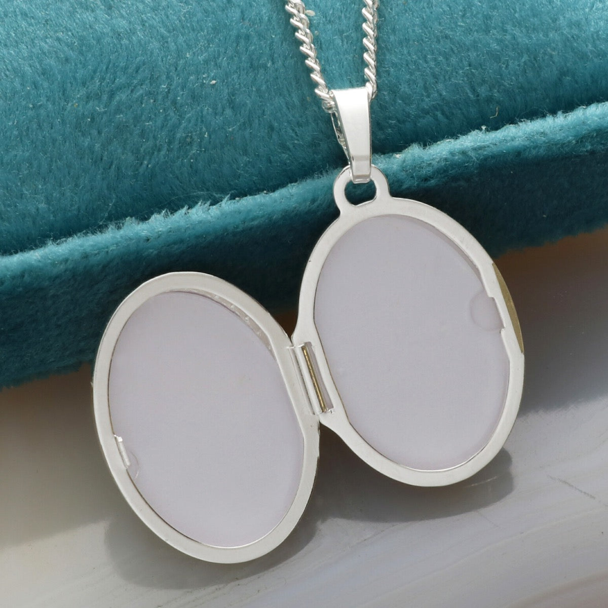 Sterling Silver Beaded Edge Oval Locket with Optional Engraving & Chain