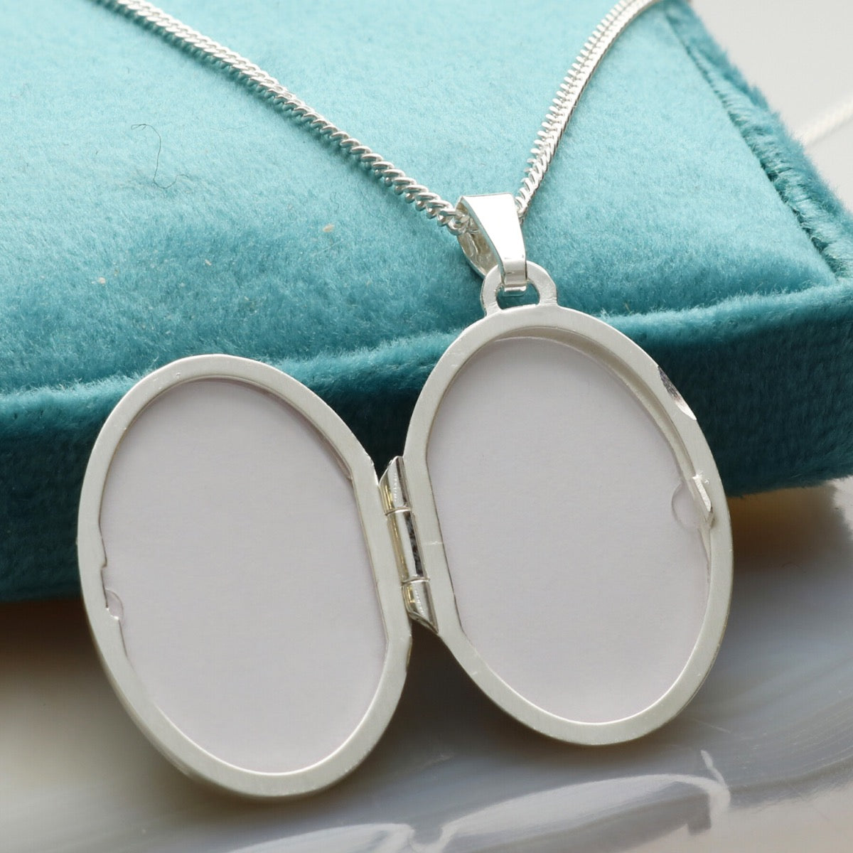 Sterling Silver Oval Locket Set With CZ Crystals, Optional Engraving & Chain