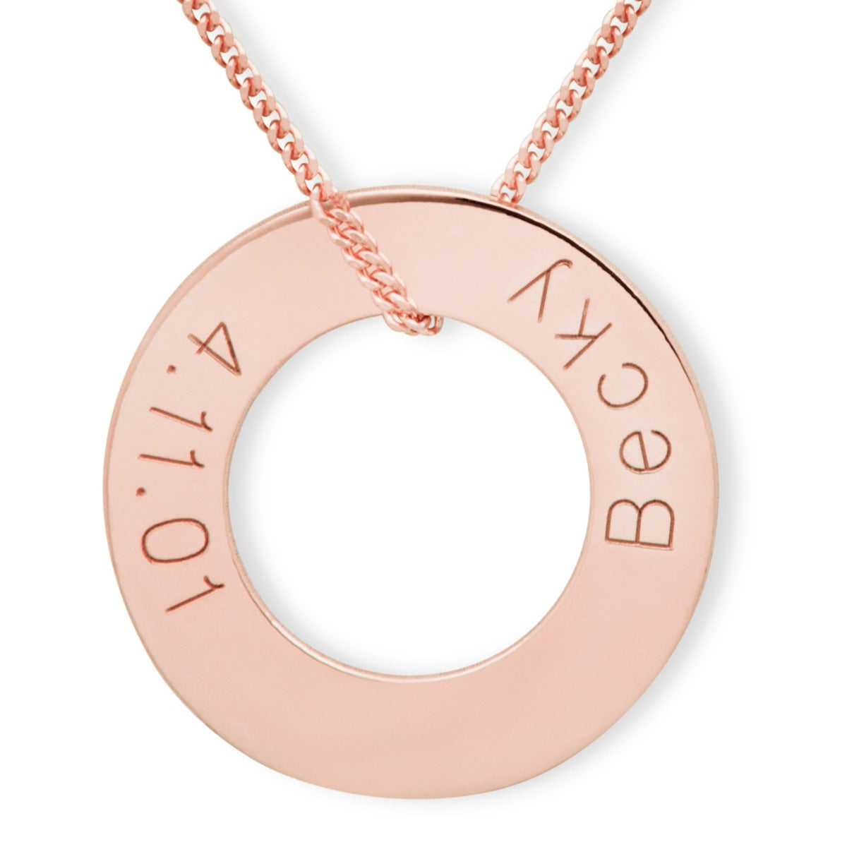 Rose Gold Vermeil Engraved Round Donut Karma Pendant