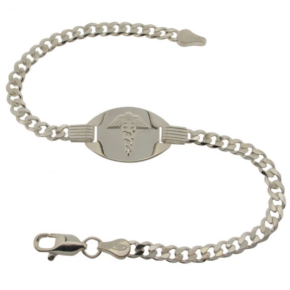 Sterling Silver Men's Medic ID Bracelet With Optional Engraving