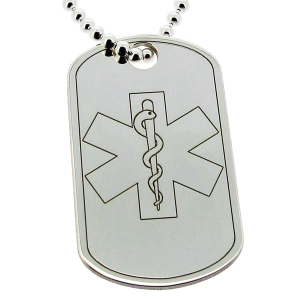 Sterling Silver Medical Alert Snake Large Dog Tag With Engraving