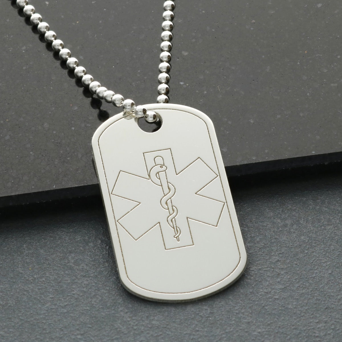 Sterling Silver Medical Alert Snake Large Dog Tag With Engraving