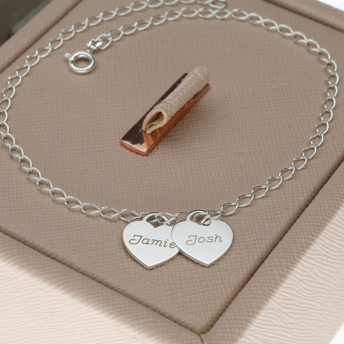 Sterling Silver Mini Personalised Hearts Bracelet